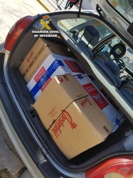 Cajetillas de tabaco de contrabando incautadas por la Guardia Civil en un operativo en el Campo de Gibraltar.