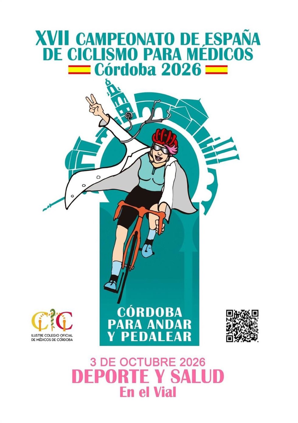 Cartel del Campeonato Español de Ciclismo para Médicos.