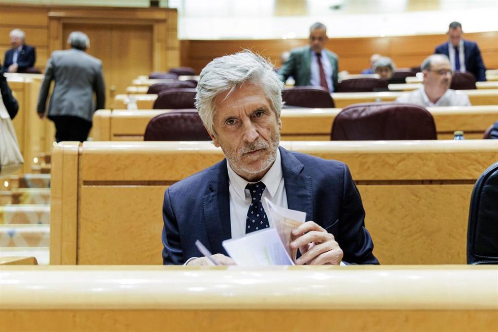 El ministro del Interior, Fernando Grande-Marlaska, durante una sesión de control al Gobierno, en el Senado, a 15 de septiembre de 2026, en Madrid (España). 