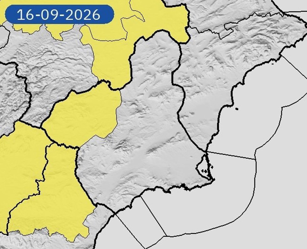 AEMET activa este miércoles el aviso amarillo por lluvias y tormentas en el Noroeste de Murcia