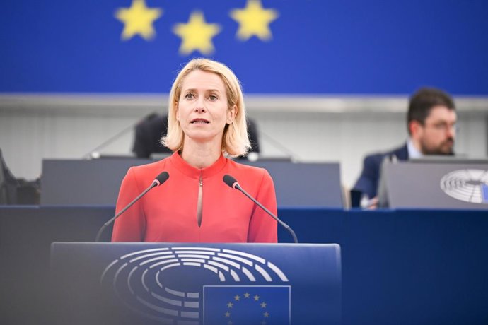 La Alta Representante de la Unión Europea para Política Exterior, Kaja Kallas, durante un pleno en el Parlamento Europeo en Estrasburgo (Francia)