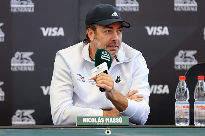 Tenis, Chile vs Espana. Copa Davis 2026. El capitan de Chile Nicolas Massu en Confrencia de Prensa  de la Copa Davis valido por la segunda ronda de clasificatorios para el Grupo Mundials, edificio Centro de Tenis y Deportes de Raquetas, Parque Estadio