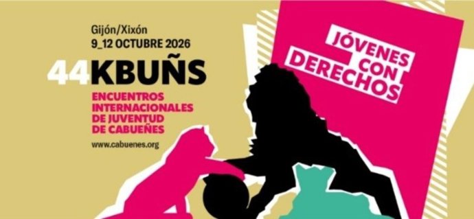Cartel de los Encuentros Internacionales de Juventud de Cabueñes (KBÑS) y el Foro de Profesionales de Juventud, de Gijón,