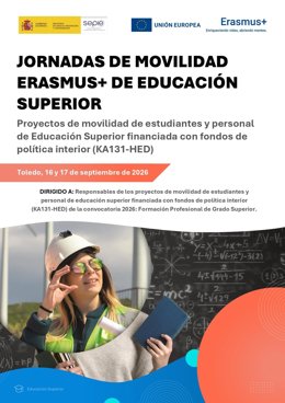 Cartel de las jornadas de movilidad Erasmus+ de Educación Superior.