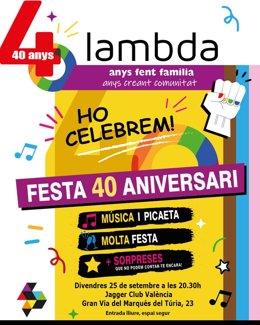 Lambda celebra 40 anys d'activisme LGTBIAQ+ a València amb una gran festa oberta i solidària