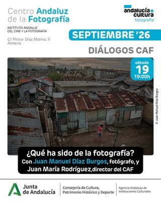 Cartel de 'Diálogos CAF' con Juan Manuel Díaz Burgos y Juan María Rodríguez.