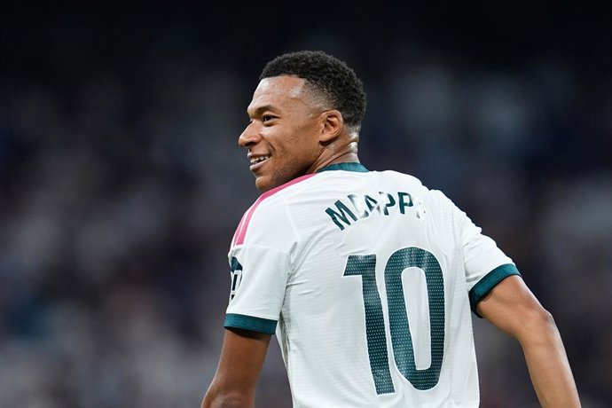 Kylian Mbappe of Real Madrid CF celebrates after scoring his team's fourth goal during the Spanish League, LaLiga EA Sports, football match played between Real Madrid and Rayo Vallecano at Bernabeu stadium on September 12, 2026, in Madrid, Spain.