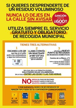 El Ayuntamiento de Calahorra informa de que el teléfono fijo de recogida de voluminosos está temporalmente inoperativo