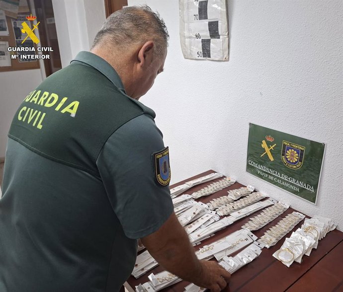 Piezas de joyería presuntamente falsificadas.