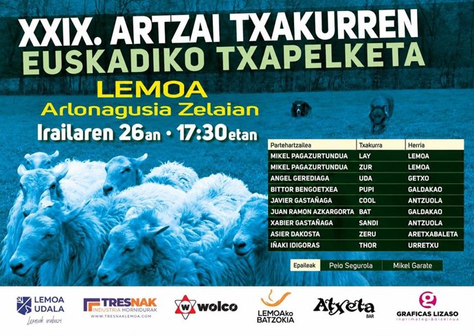 Cartel de la XXIX edición del Campeonato de Euskadi de Perros Pastores