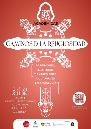 Cartel de las Jornadas Académicas 'Caminos de la religiosidad: patrimonio, identidad y expresiones culturales en Andalucía', que se celebrarán en Puente Genil los días 23 y 24 de octubre.