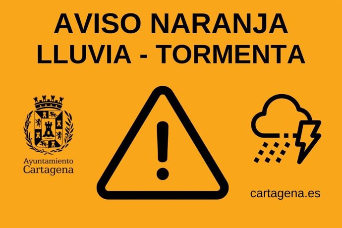 Aviso naranja por lluvias y granizo en Cartagena