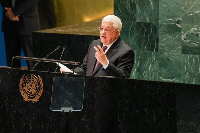 Archivo - Arquivo – 26 de setembro de 2024, Nova York, Nova York, EUA: MAHMOUD ABBAS, presidente do Estado da Palestina, discursa durante o terceiro dia do Debate Geral da 79ª Assembleia Geral da ONU.