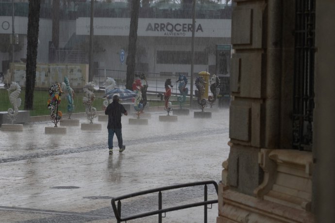 Lluvia en el centro de Cartagena
