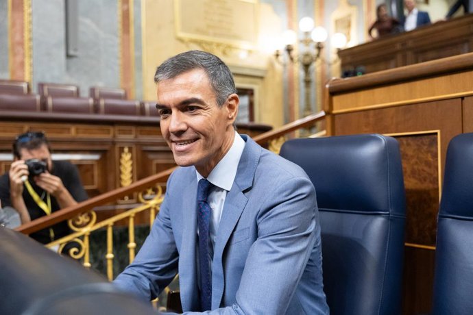 El presidente del Gobierno, Pedro Sánchez, durante una sesión de control al Gobierno, en el Congreso de los Diputados, a 16 de septiembre de 2026, en Madrid (España). La crisis migratoria que vive Ceuta desde el pasado mes de julio vuelve a centrar las pr