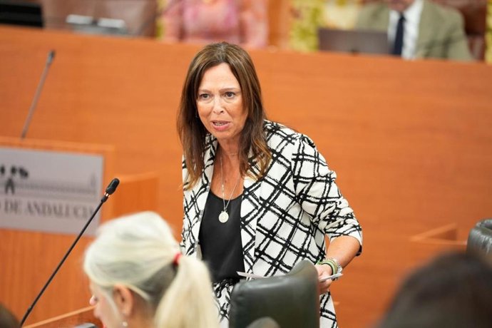La consejera de Vivienda, Juventud y Ordenación del Territorio, Rocío Díaz, en el pleno del Parlamento del 17 de septiembre de 2026.