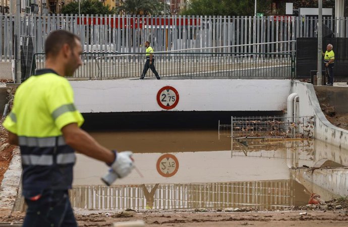 El túnel de Aldaia inundado debido a las fuertes lluvias de la pasada noche, a 17 de septiembre de 2026, en Valencia, Comunidad Valenciana (España).
