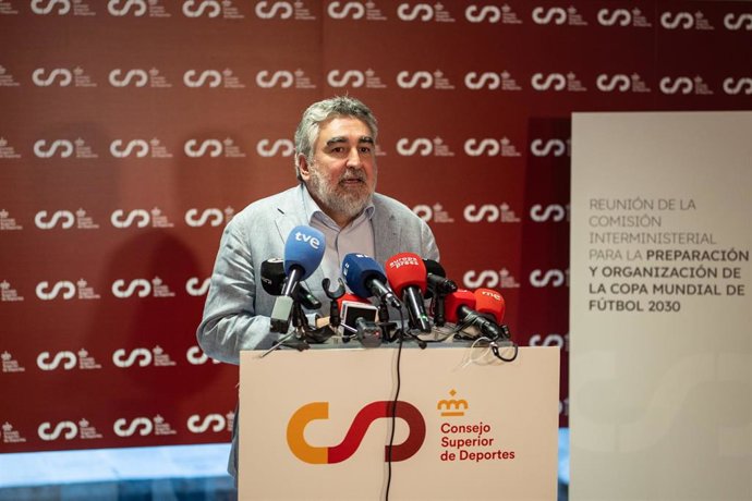 Archivo - El presidente del Consejo Superior de Deportes, José Manuel Rodríguez Uribes, ofrece una rueda de prensa tras la primera reunión de la Comisión Interministerial para la preparación y organización del Mundial de fútbol de 2030
