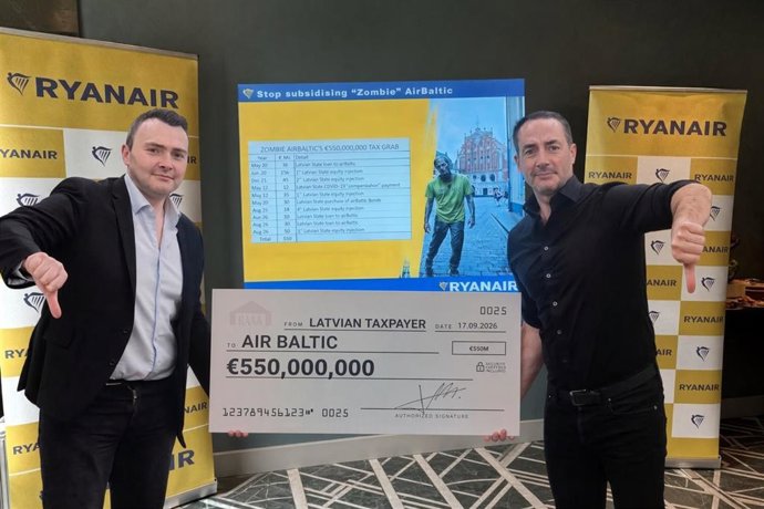 Ryanair crecerá un 6% en Riga en invierno de 2026 y reducirá un 25% su capacidad en Estonia y Lituania