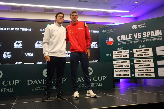 Tenis, Chile vs Espana. Sorteo para los partidos entre Chile contra Espana por Copa Davis. Santiago, Chile. 17/09/2026 Jonnathan Oyarzun/Photosport  Tennis, Chile vs Spain. Draw for the matches between Chile against Spain for the Davis Cup. Santiago,