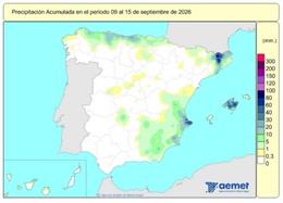 España registra 643 l/m2 de lluvias acumuladas desde el 1 de octubre, un 6% más de lo habitual.