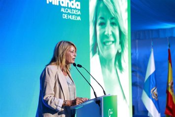 Imagen de archivo de la alcaldesa de Huelva, Pilar Miranda, durante su intervención en la presentación del Proyecto Circular de Atlantic Copper. 