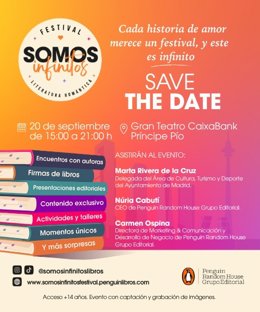 Penguin Random House celebra en Madrid el festival de literatura romántica 'Somos Infinitos', el 20 de septiembre de 2026