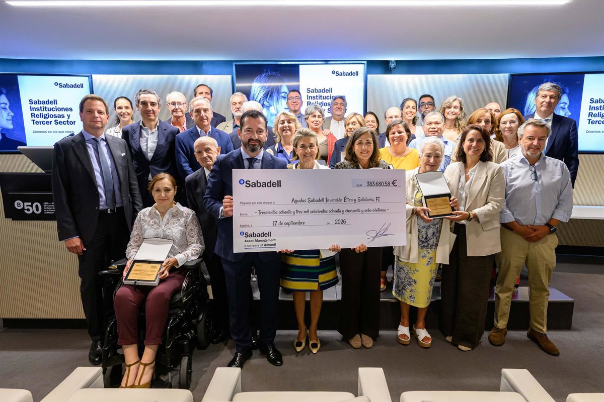 El Fondo Sabadell Inversión Ética y Solidaria, FI, destina 383.680 euros a proyectos solidarios, un 12% más que en 2025
