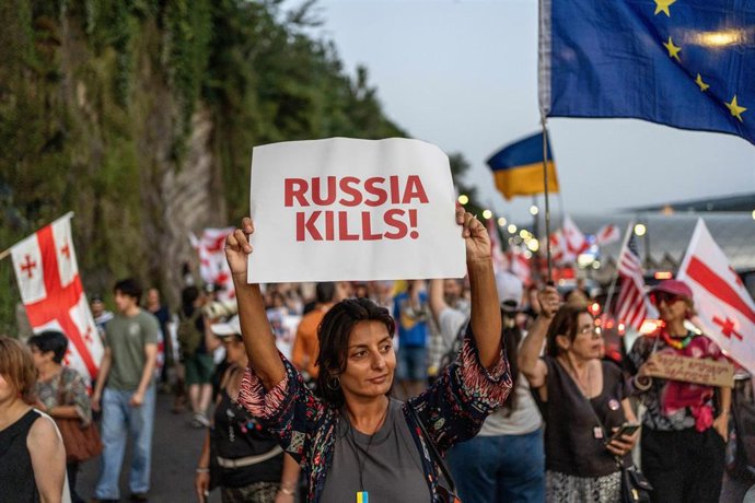 Archivo - Protestas en Tbilisi, capital de Georgia.