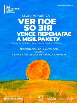 Cartel del encuentro entre poetas de Huelva y de Ucrania en la Fundación Cajasol.
