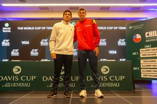 Rafa Jódar junto a Cristian Garín tras el sorteo de emparejamientos