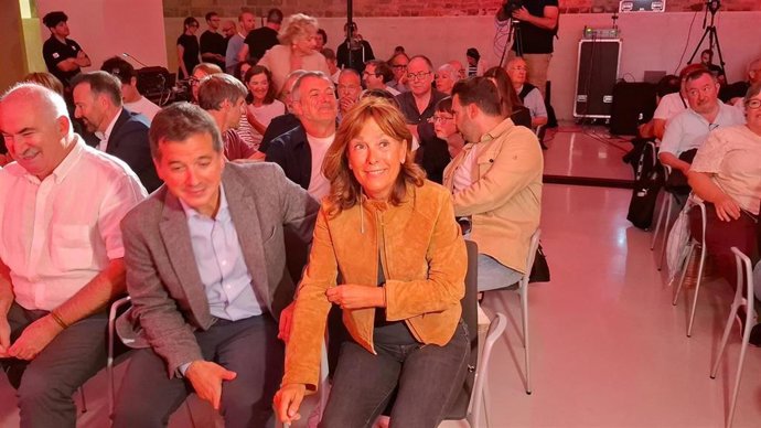 Uxue Barkos, candidata de Geroa Bai a la Presidencia de Navarra, durante el acto de la coalición de inicio del curso político.