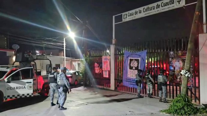 Acordonamiento policial en la Casa de la Cultura de Cuautla, a 12 de septiembre de 2026, en Cuautla, Morelos (México). 