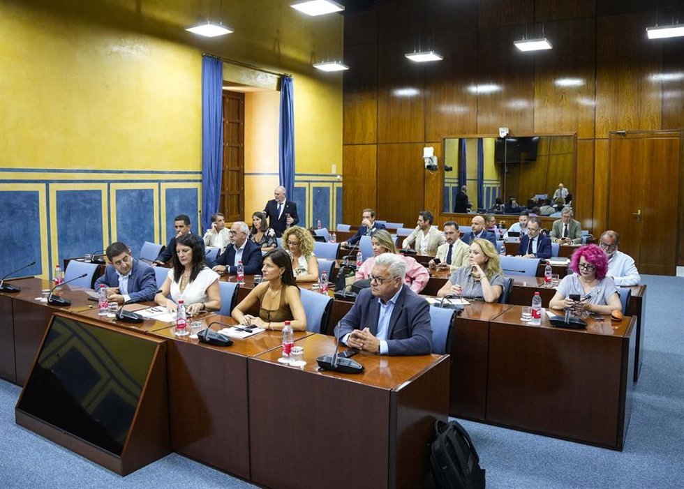 Diputados en la comisión de Economía, Hacienda y Fondos Europeos del Parlamento andaluz. (Foto de archivo).