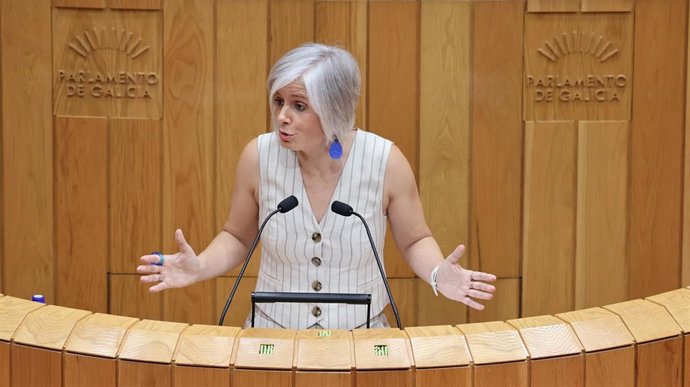 Archivo - La diputada del PSdeG Patricia Iglesias en una intervención en el Parlamento de Galicia.