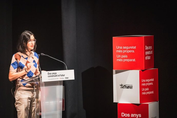La consellera d'Interior i Seguretat Pública de la Generalitat, Núria Parlon, en l'acte 'Dos anys construint el futur' a Sant Boi de Llobregat (Barcelona)