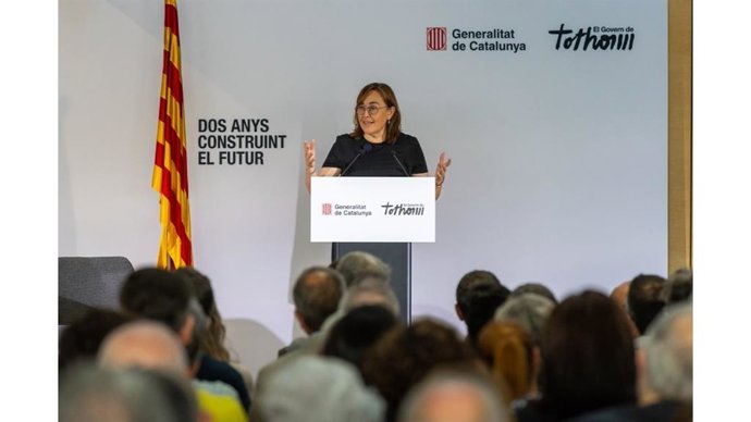La consellera de Territorio, Vivienda y Transición Ecológica de la Generalitat, Sílvia Paneque, en el acto 'Dos anys construint el futur' en Girona