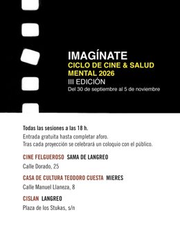 Cartel del ciclo de cine sobre salud mental organizado por el Gobierno de Asturias