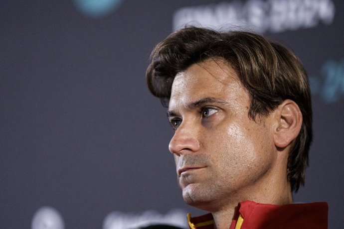 Archivo - David Ferrer, head coach of Team Spain, looks on during a press conference prior to the 2024 Davis Cup Finals at Hotel Higueron of Fuengirola on November 18, 2024 in Malaga, Spain