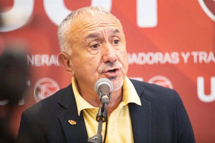 El secretario general de UGT, Pepe Álvarez, durante la inauguración de las jornadas confederales de Salud Laboral, en la Escuela Politécnica Superior de la Universidad de Alcalá de Henares, a 21 de septiembre de 2026, en Alcalá de Henares, Madrid (España)