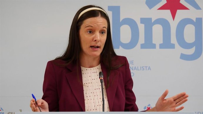La viceportavoz parlamentaria del BNG, Olalla Rodil, en rueda de prensa