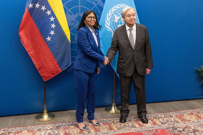 September 21, 2026, Bronx, New York, USA: UN Secretary-General Antonio Guterres meets with Delcy Rodriguez Gomez, Acting President, Bolivarian Republic of Venezuela at UN Headquarters in New York, NY on September 21, 2026.,Image: 1137157833, License: Righ