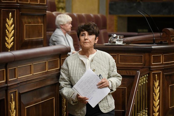 Archivo - La portavoz del PNV, Maribel Vaquero, durante una sesión plenaria 