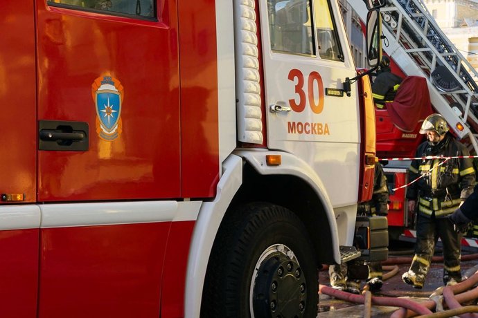 Archivo - Arquivo - Imagem de arquivo de um caminhão de bombeiros da Rússia.