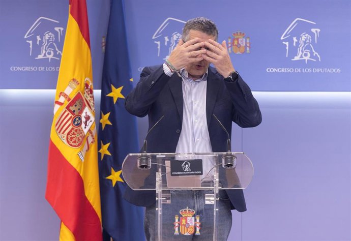 El portavoz del PSOE en el Congreso, Patxi López, durante una rueda de prensa, en el Congreso de los Diputados, a 22 de septiembre de 2026, en Madrid (España).