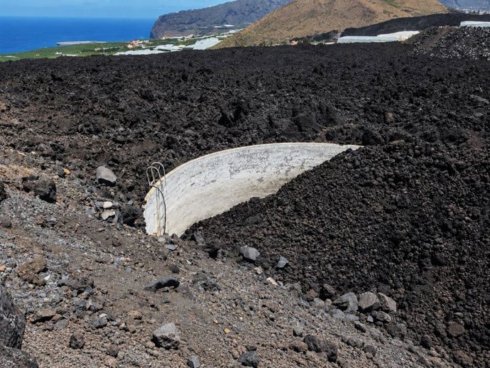 Finca afectada por la erupción volcánica en La Palma
