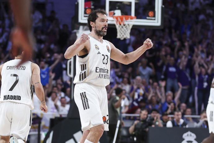 Archivo - Sergio Llull of Real Madrid gestures during the Turkish Airlines EuroLeague Regular Season Round 38 match between Real Madrid and Crvena Zvezda Meridianbet Belgrade at Movistar Arena on April 16, 2026, in Madrid, Spain.