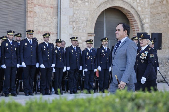 El president de la Generalitat Valenciana, Juanfran Pérez Llorca, a la celebració del Dia de la Unitat de Policia Nacional Adscrita a la Comunitat Valenciana, a 22 de setembre del 2026, a València