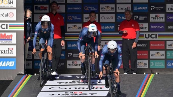 La selección española de ciclismo, compuesta por Iván Romeo, Eñaut Urkaregi, Héctor Álvarez, Mireia Benito, Sandra Alonso y Paula Blasi, termina en sexta posición en la contrarreloj mixta por equipos de los Campeonatos del Mundo de ciclismo en carretera