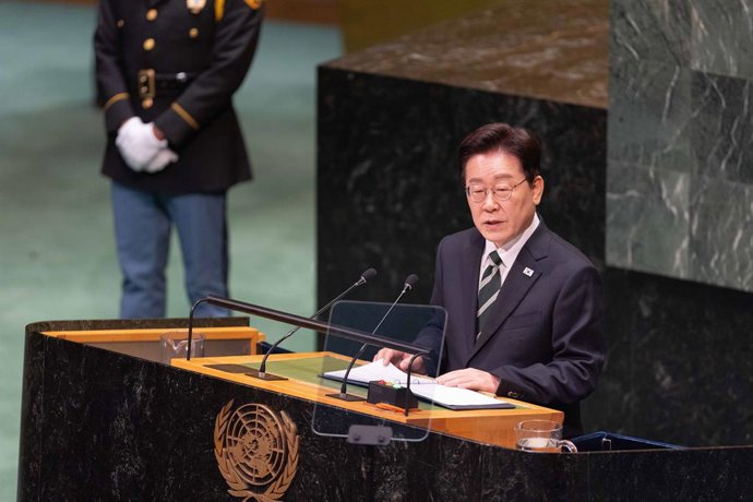 September 22, 2026, New York City, USA: President of the Republic of Korea Lee Jae Myung addresses the General Debate of the 81st session of the United Nations General Assembly at the UN Headquarters in New York City.